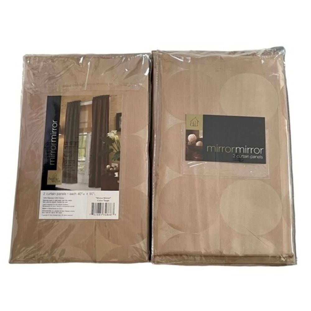 Mirror Mirror Homewear Blackout Curtains Taupe Brown Geometric 40x90 4 Panel Set